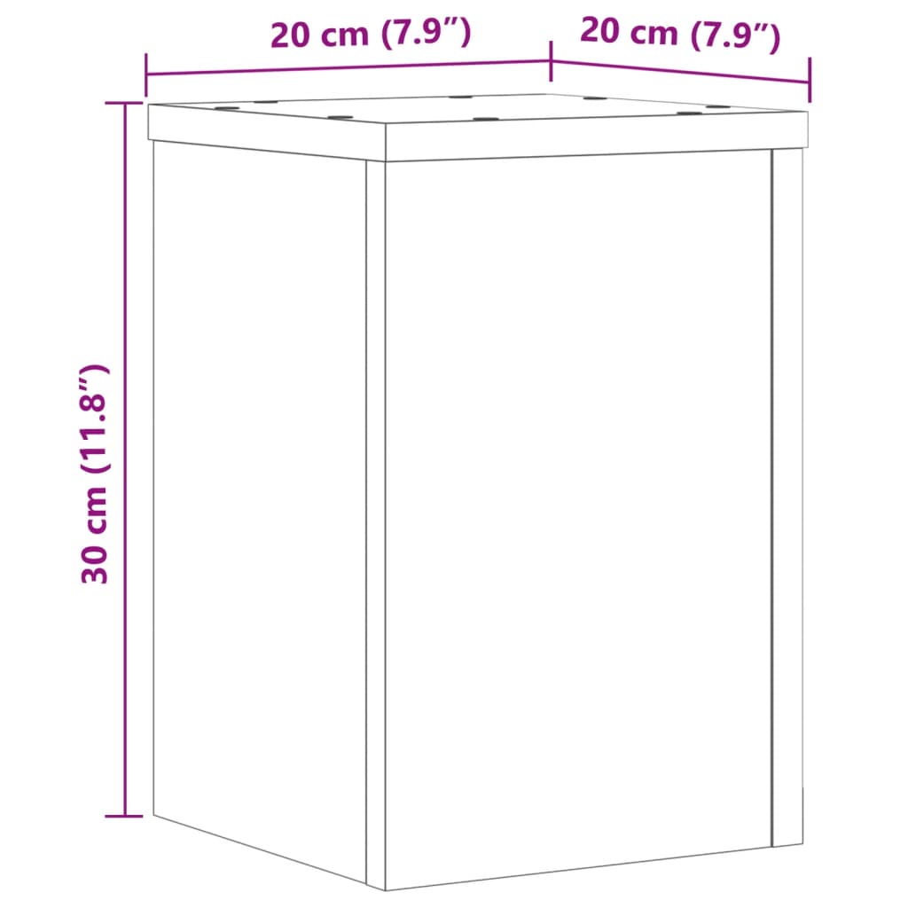 vidaXL Podstawki pod doniczki, 2 szt, dąb sonoma, 20x20x30 cm