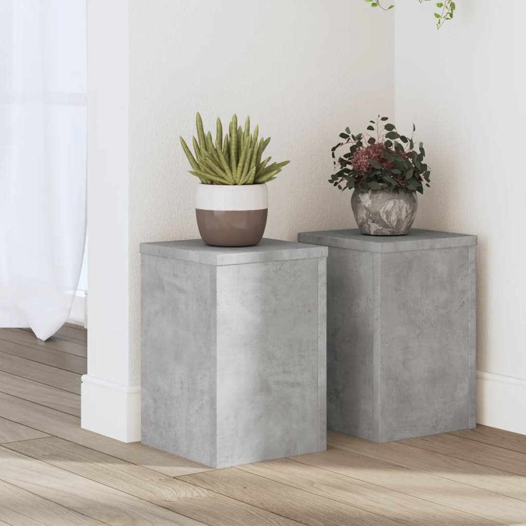 vidaXL Podstawki pod doniczki, 2 szt., szarość betonu, 20x20x30 cm