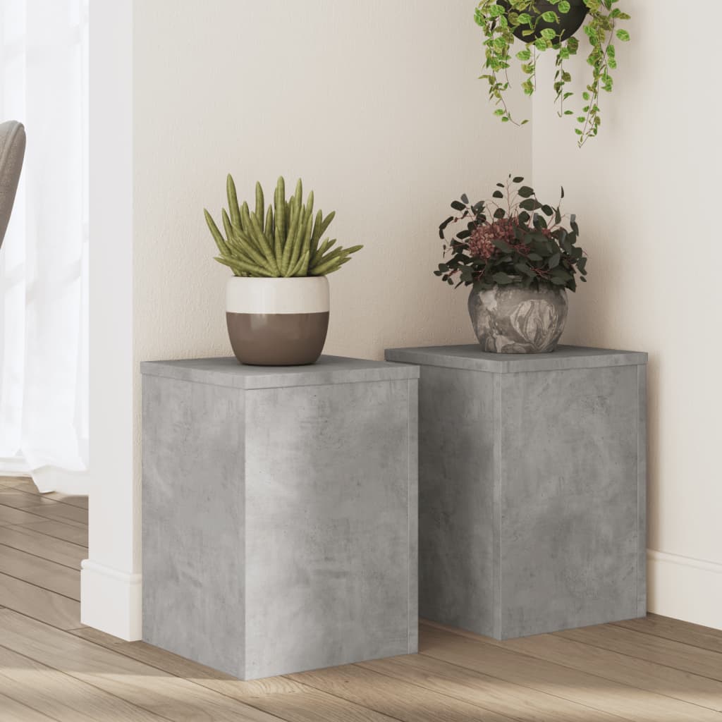 vidaXL Podstawki pod doniczki, 2 szt., szarość betonu, 25x25x35 cm
