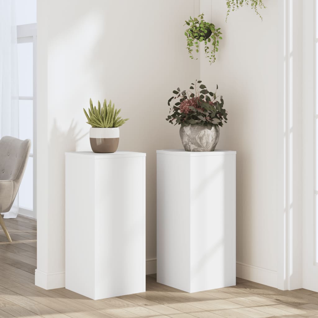 vidaXL Podstawki pod doniczki, 2 szt., białe, 30x30x70 cm