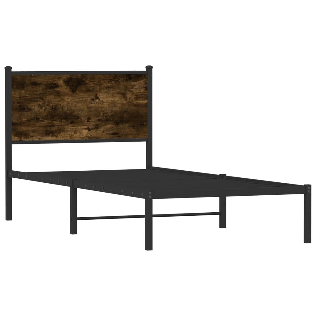 vidaXL Metalowa rama łóżka, bez materaca, przydymiony dąb, 80x200 cm
