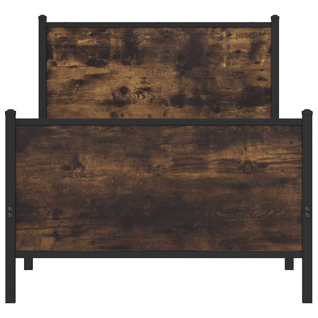 vidaXL Metalowa rama łóżka, bez materaca, przydymiony dąb, 80x200 cm