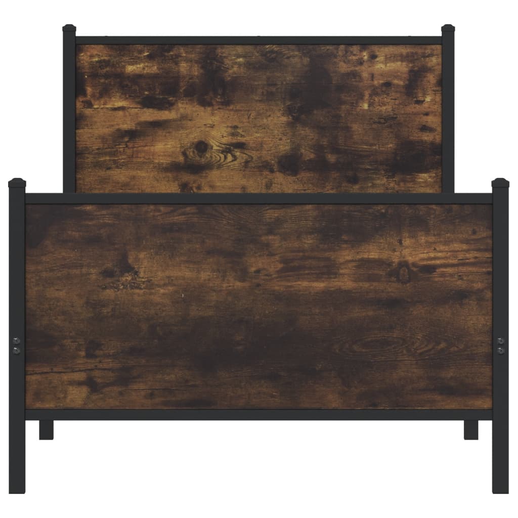 vidaXL Metalowa rama łóżka, bez materaca, przydymiony dąb, 90x200 cm