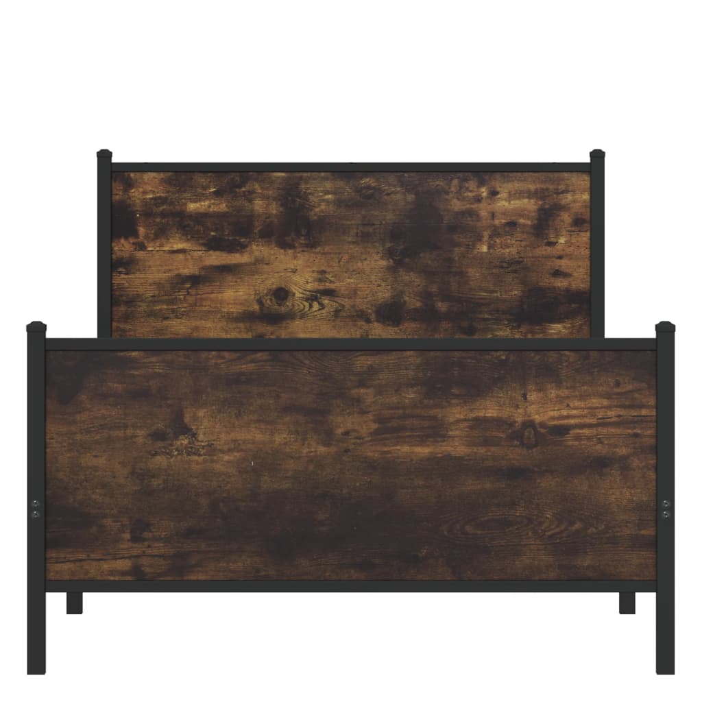 vidaXL Metalowa rama łóżka, bez materaca, przydymiony dąb, 100x200 cm