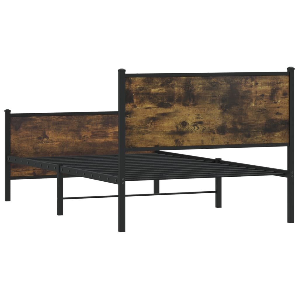 vidaXL Metalowa rama łóżka, bez materaca, przydymiony dąb, 100x200 cm