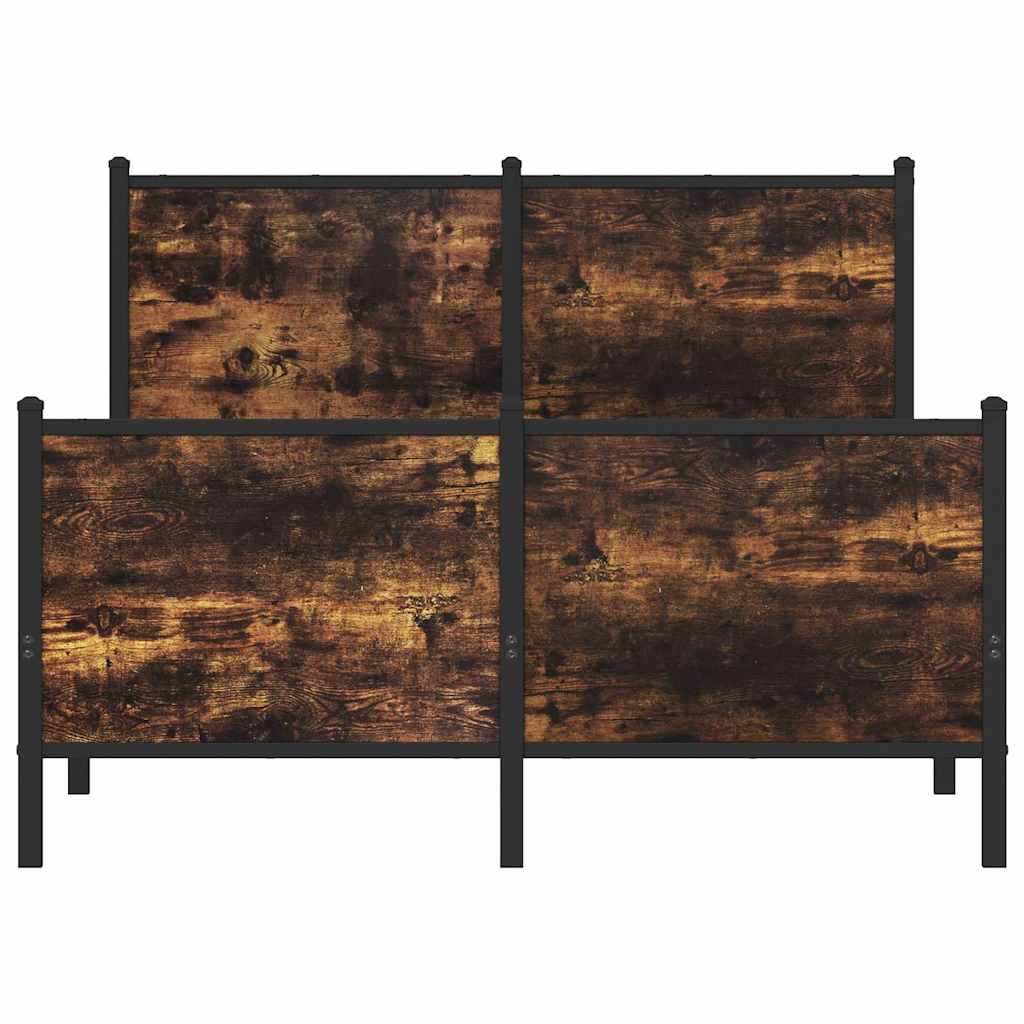 vidaXL Metalowa rama łóżka, bez materaca, przydymiony dąb, 120x190 cm