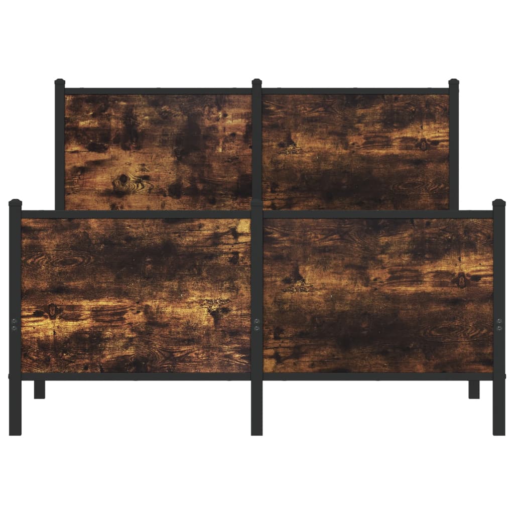 vidaXL Metalowa rama łóżka, bez materaca, przydymiony dąb, 120x200 cm