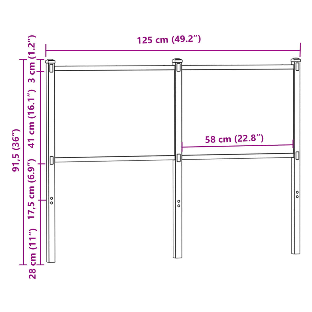 vidaXL Wymienne wezgłowie, przydymiony dąb, 120 cm