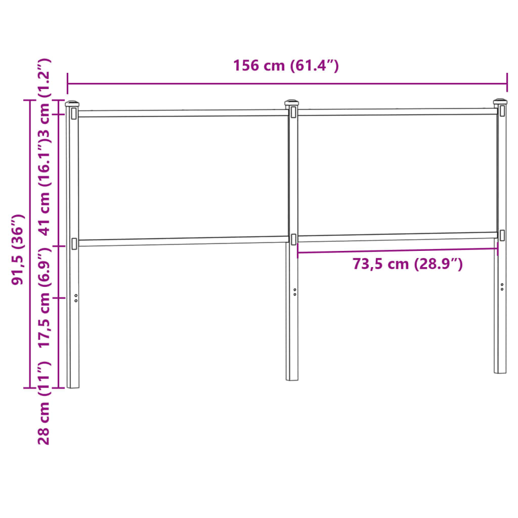 vidaXL Wymienne wezgłowie, przydymiony dąb, 150 cm