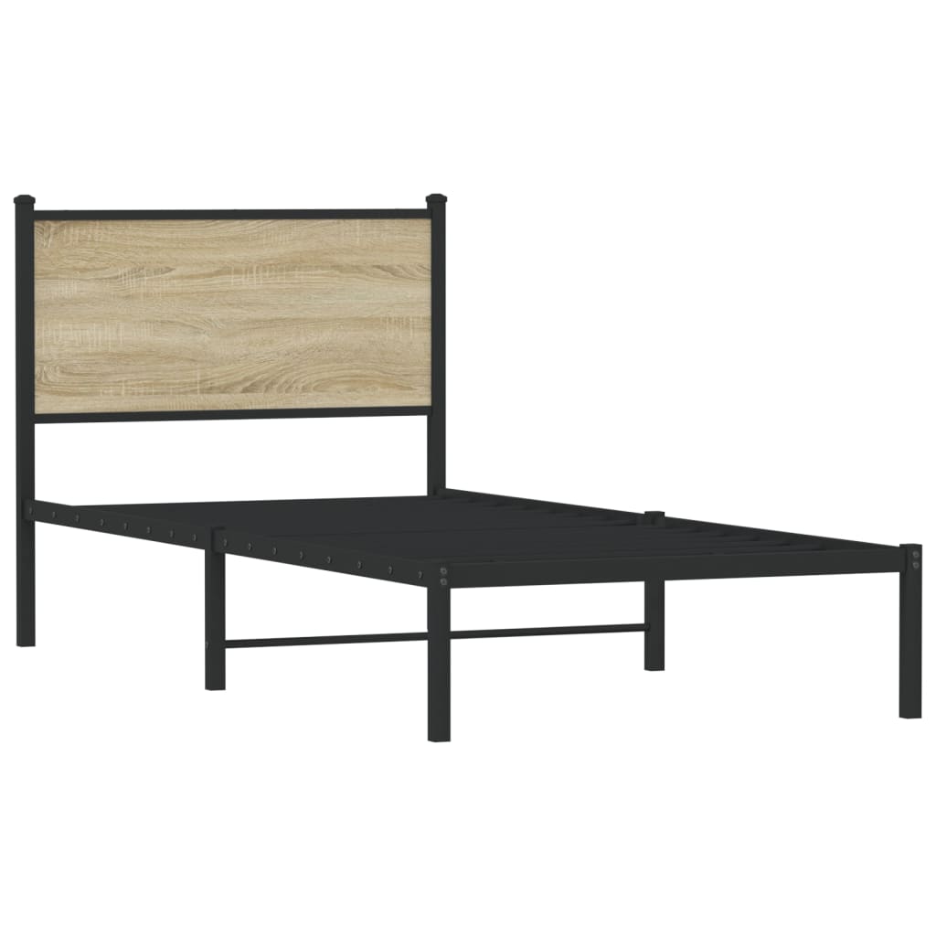 vidaXL Metalowa rama łóżka, bez materaca, dąb sonoma, 80x200 cm