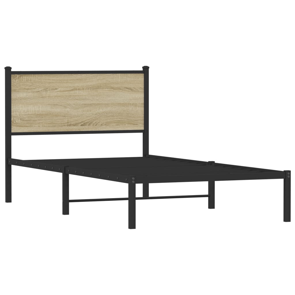 vidaXL Metalowa rama łóżka, bez materaca, dąb sonoma, 100x200 cm