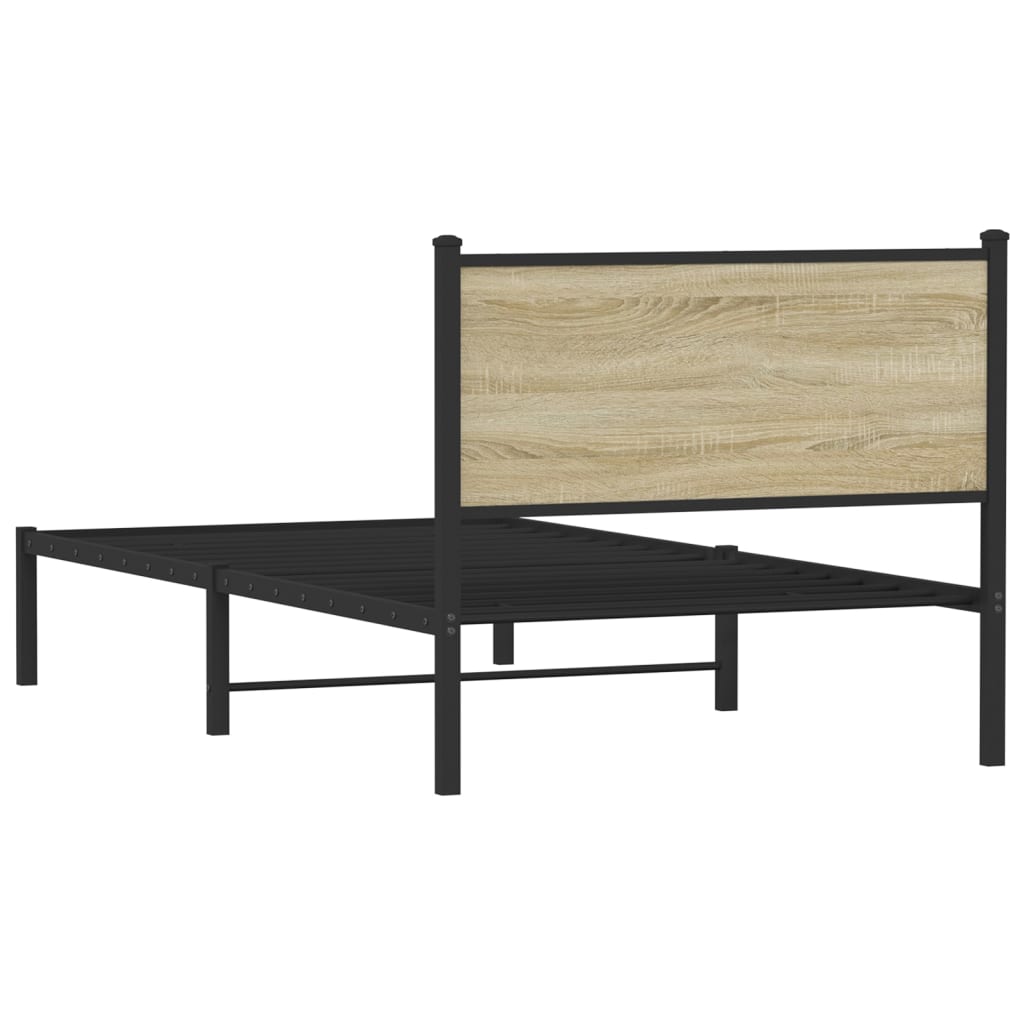 vidaXL Metalowa rama łóżka, bez materaca, dąb sonoma, 100x200 cm