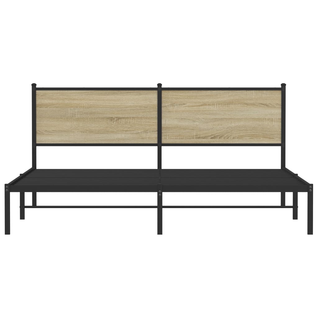 vidaXL Metalowa rama łóżka, bez materaca, dąb sonoma, 183x213 cm