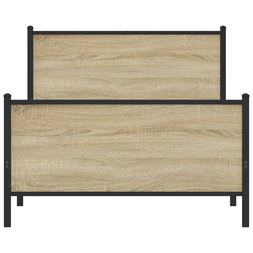 vidaXL Metalowa rama łóżka, bez materaca, dąb sonoma, 100x190 cm
