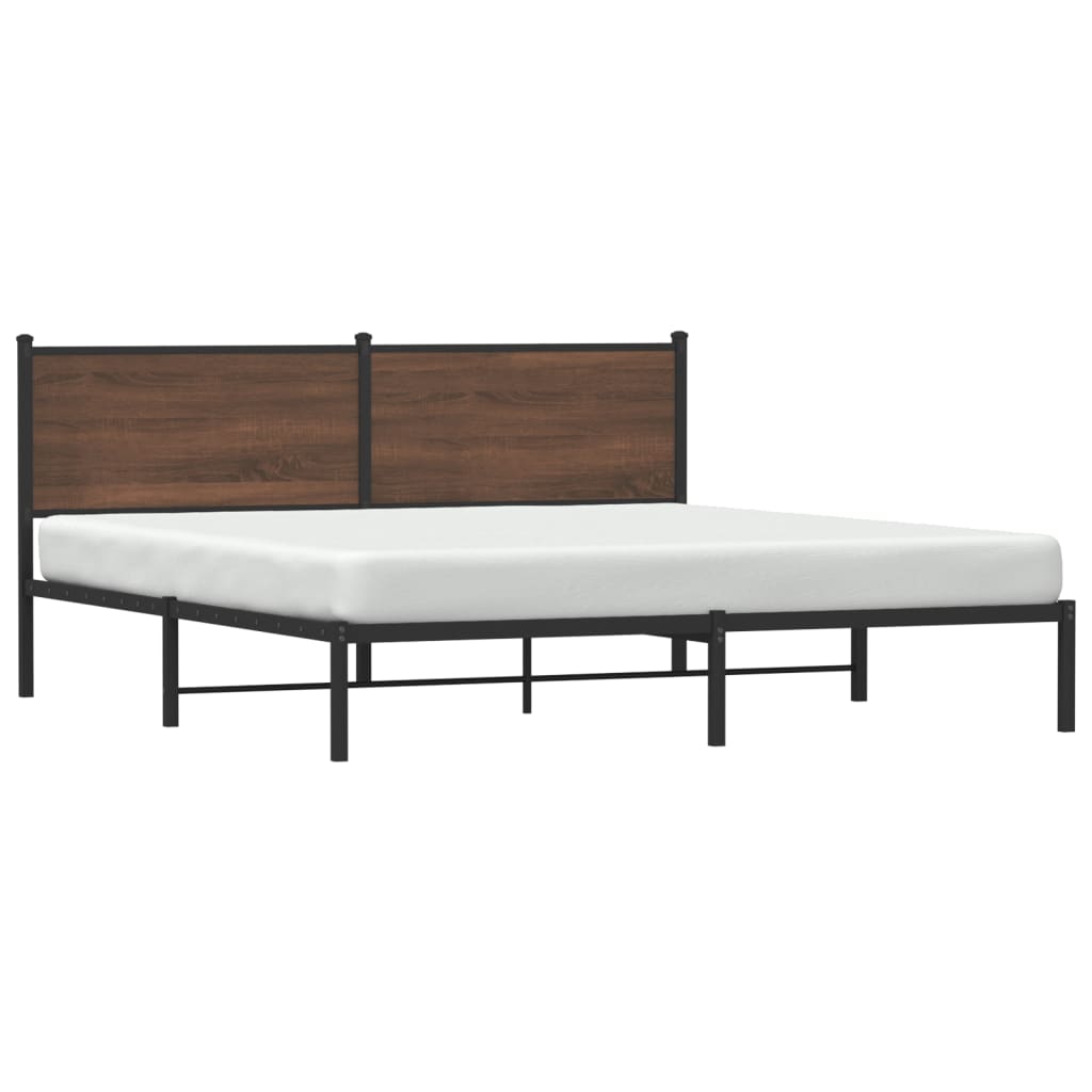 vidaXL Metalowa rama łóżka, bez materaca, brązowy dąb, 180x200 cm