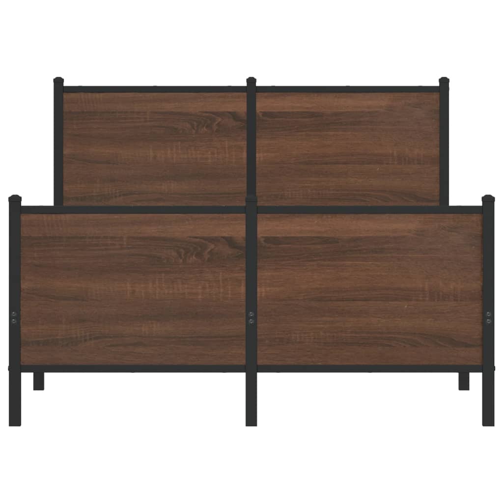 vidaXL Metalowa rama łóżka, bez materaca, Brązowy dąb, 137x190 cm