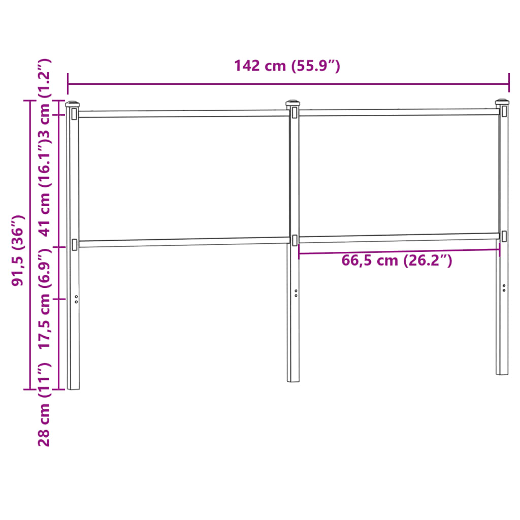 vidaXL Wymienne wezgłowie, brązowy dąb, 135 cm