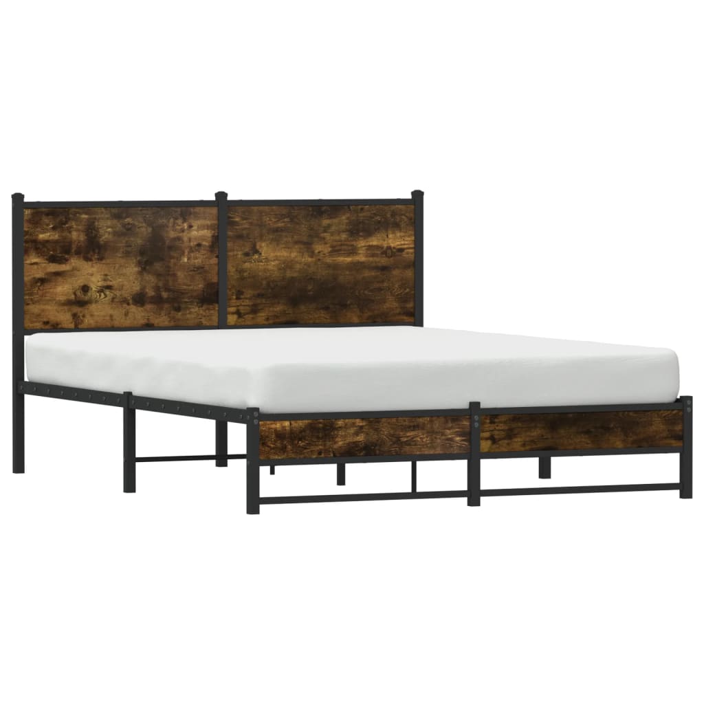 vidaXL Metalowa rama łóżka, bez materaca, przydymiony dąb, 150x200 cm