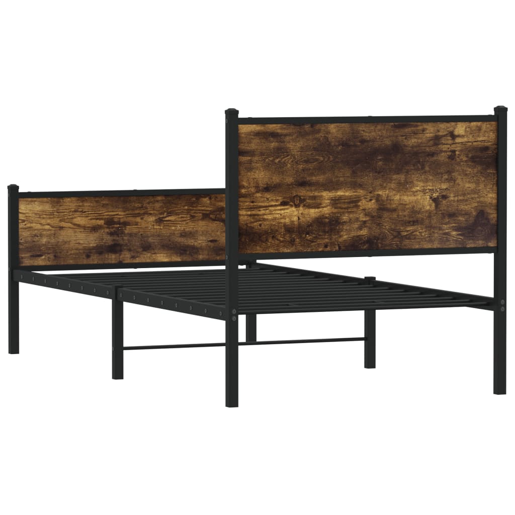 vidaXL Metalowa rama łóżka, bez materaca, przydymiony dąb, 80x200 cm