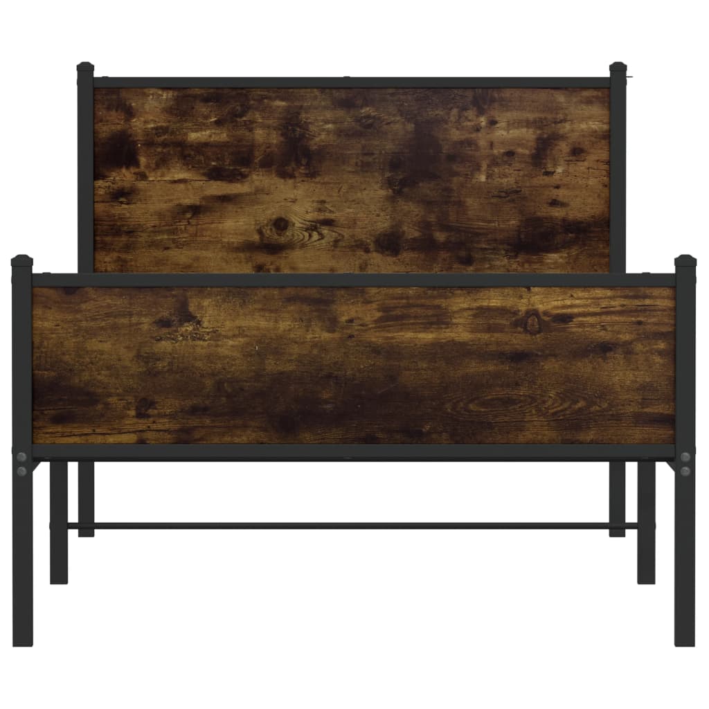 vidaXL Metalowa rama łóżka, bez materaca, przydymiony dąb, 100x190 cm