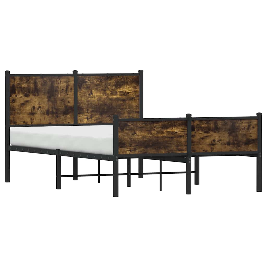 vidaXL Metalowa rama łóżka, bez materaca, przydymiony dąb, 120x190 cm