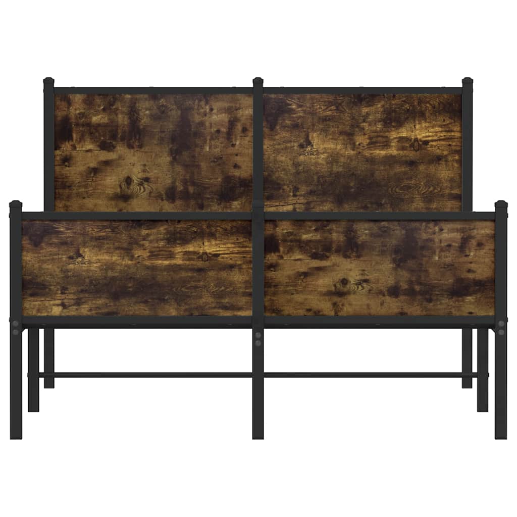 vidaXL Metalowa rama łóżka, bez materaca, przydymiony dąb, 120x190 cm