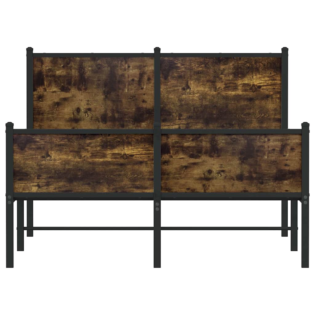 vidaXL Metalowa rama łóżka, bez materaca, przydymiony dąb, 120x200 cm