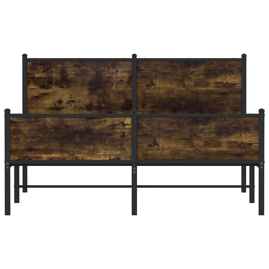 vidaXL Metalowa rama łóżka, bez materaca, przydymiony dąb, 137x190 cm