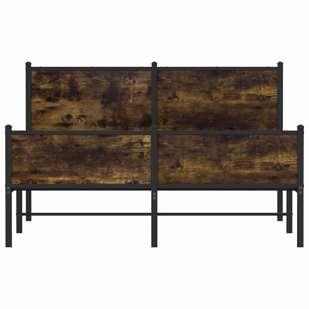vidaXL Metalowa rama łóżka, bez materaca, przydymiony dąb, 140x200 cm