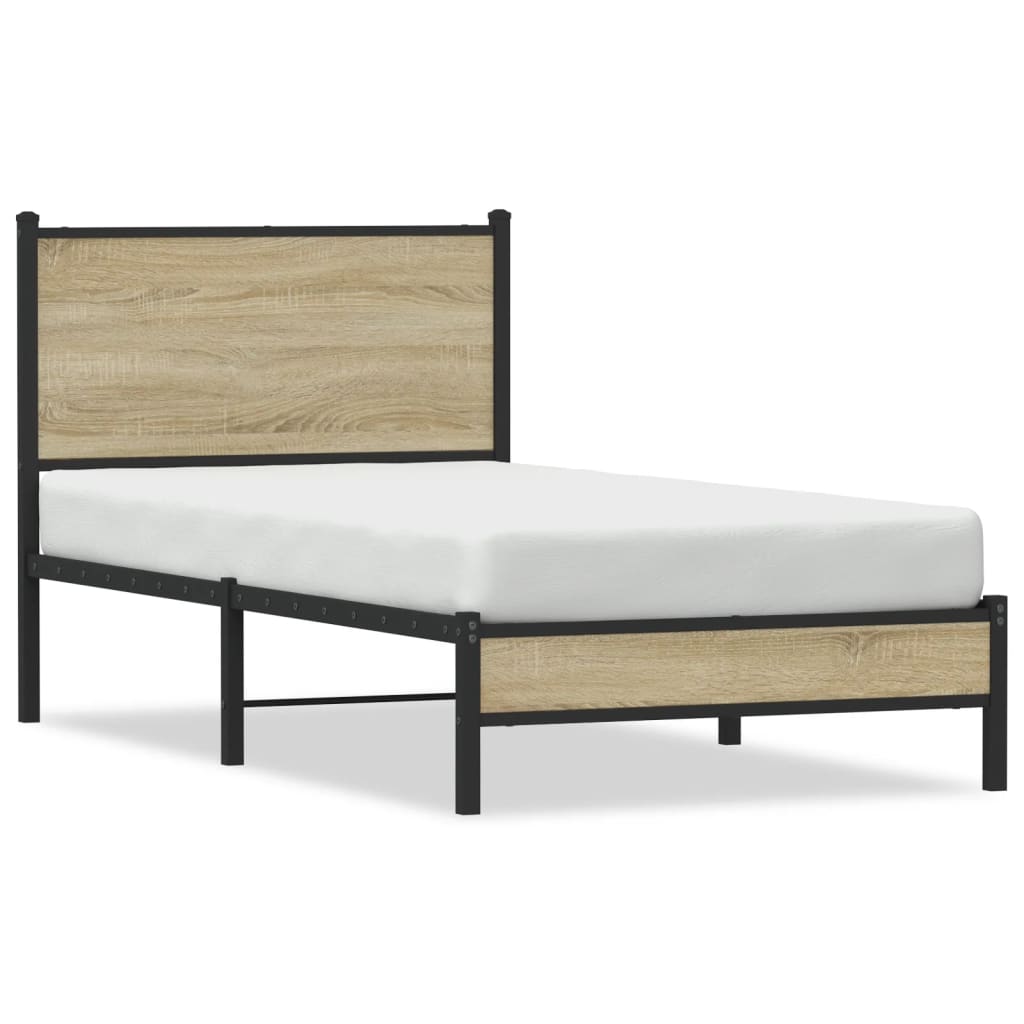 vidaXL Metalowa rama łóżka, bez materaca, dąb sonoma, 80x200 cm