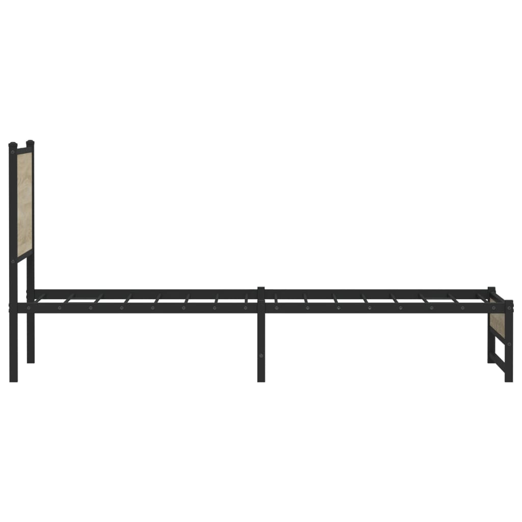 vidaXL Metalowa rama łóżka, bez materaca, dąb sonoma, 75x190 cm