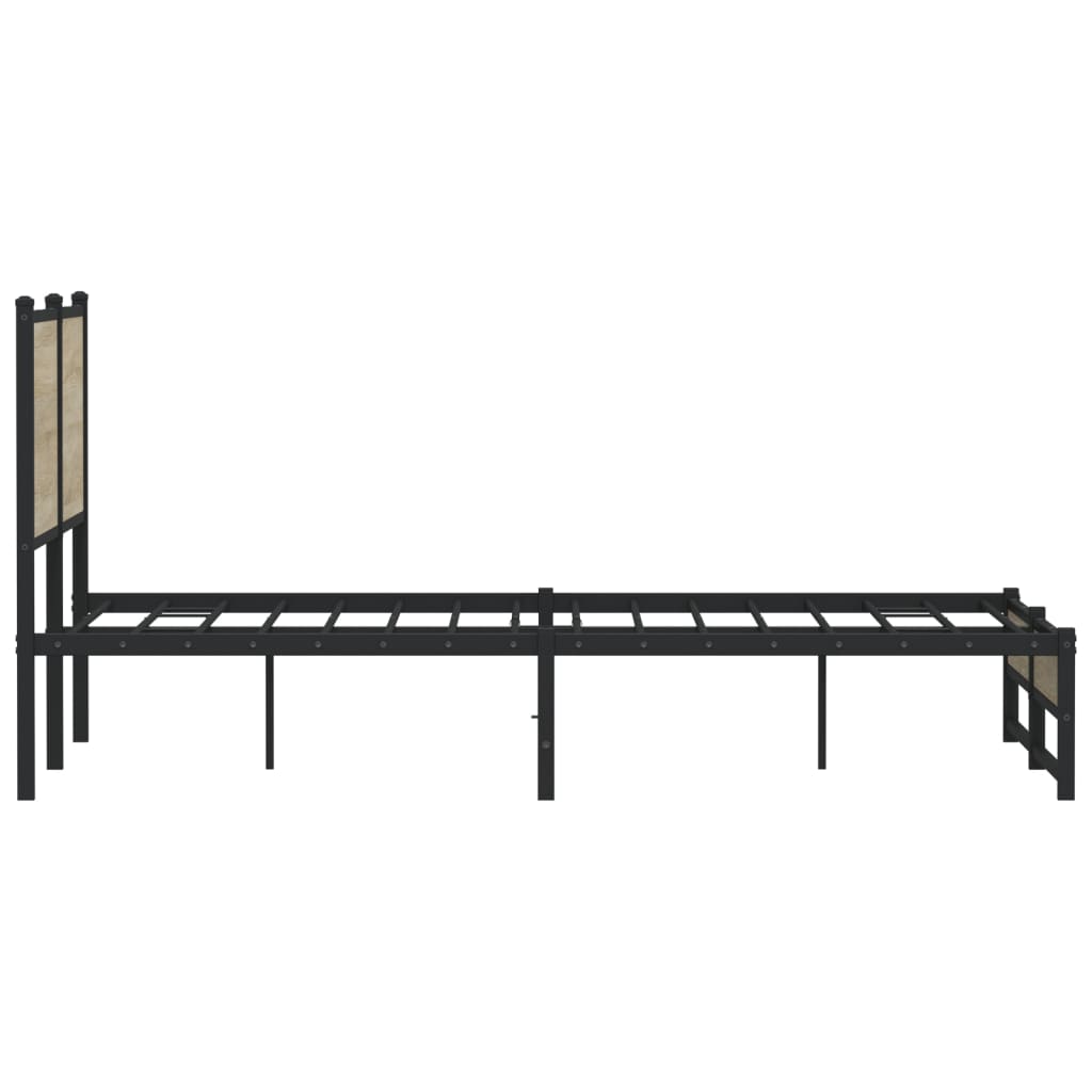 vidaXL Metalowa rama łóżka, bez materaca, dąb sonoma, 137x190 cm
