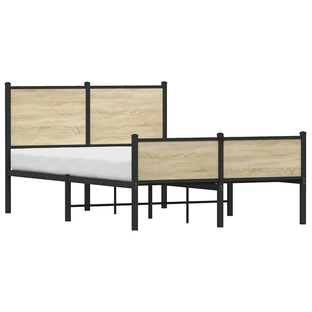 vidaXL Metalowa rama łóżka, bez materaca, dąb sonoma, 120x200 cm