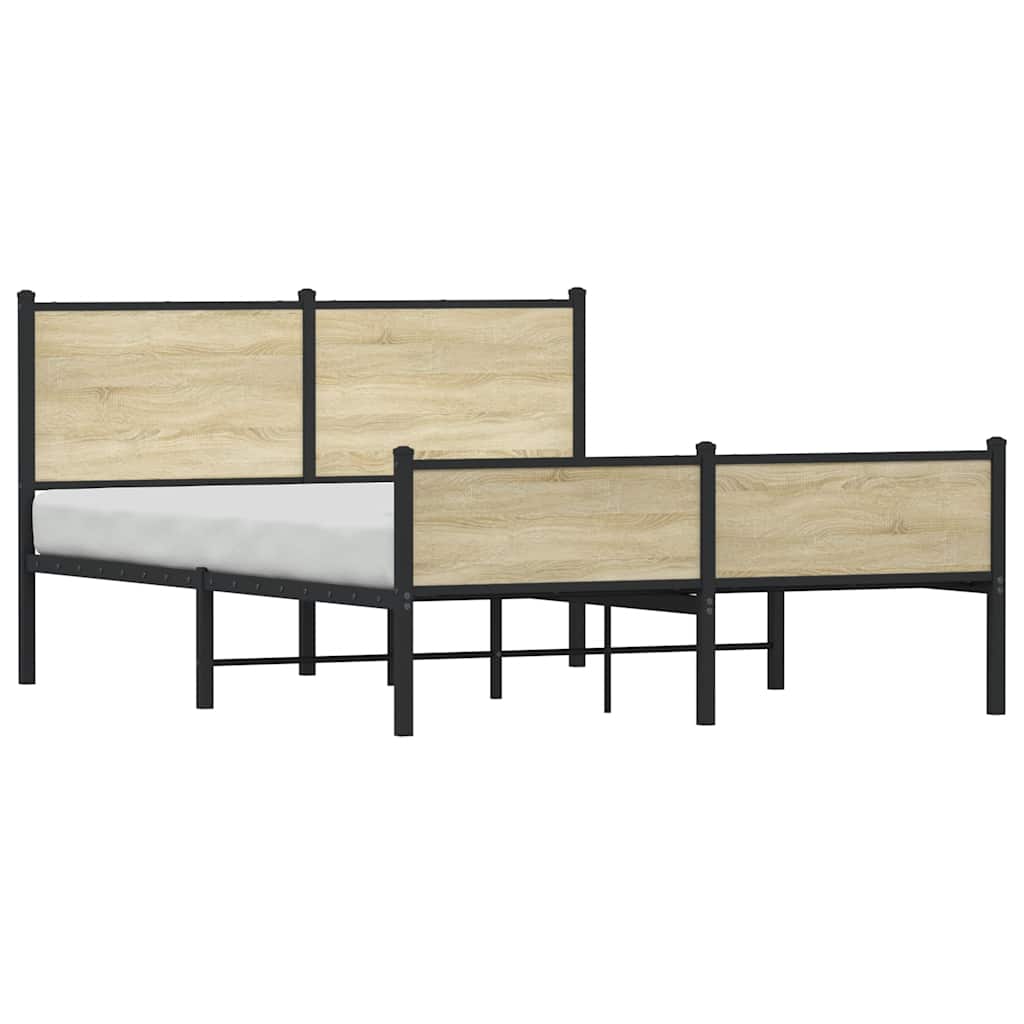 vidaXL Metalowa rama łóżka, bez materaca, dąb sonoma, 140x190 cm
