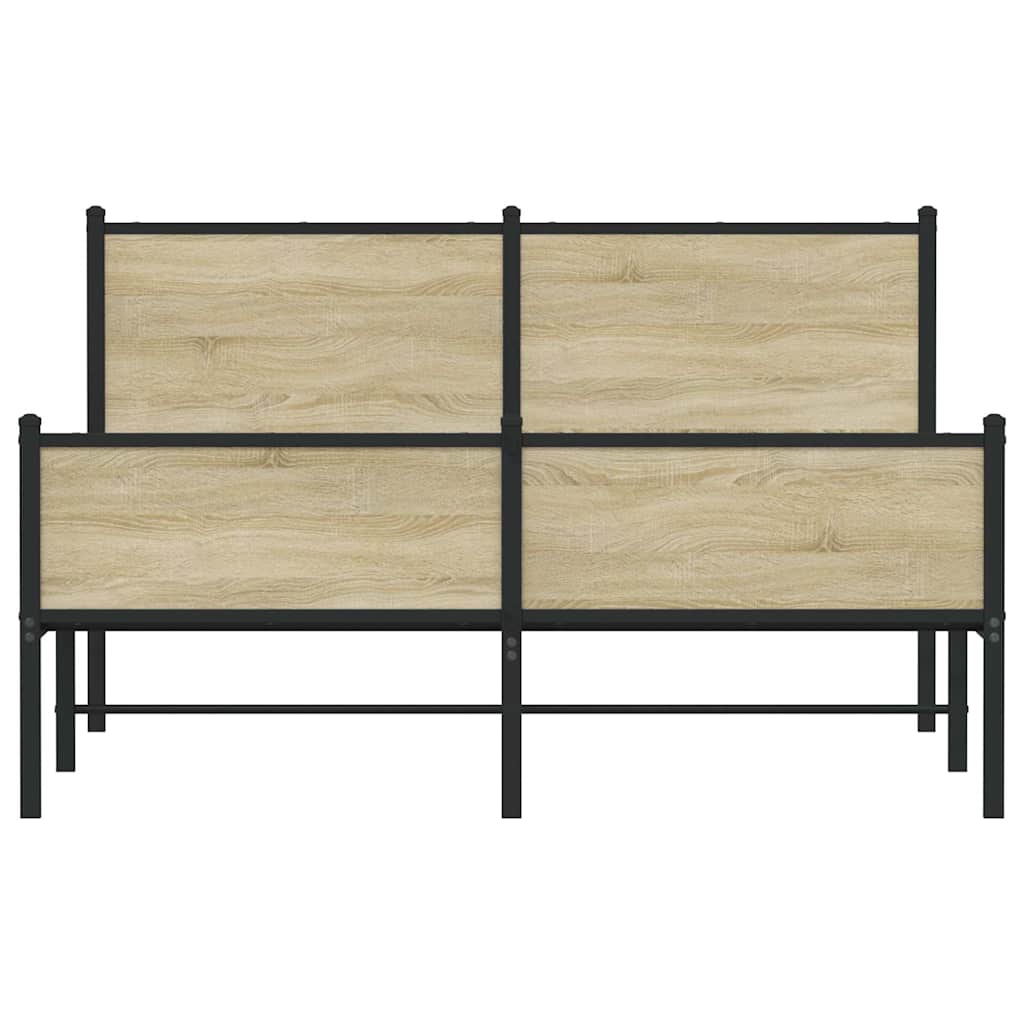 vidaXL Metalowa rama łóżka, bez materaca, dąb sonoma, 140x190 cm