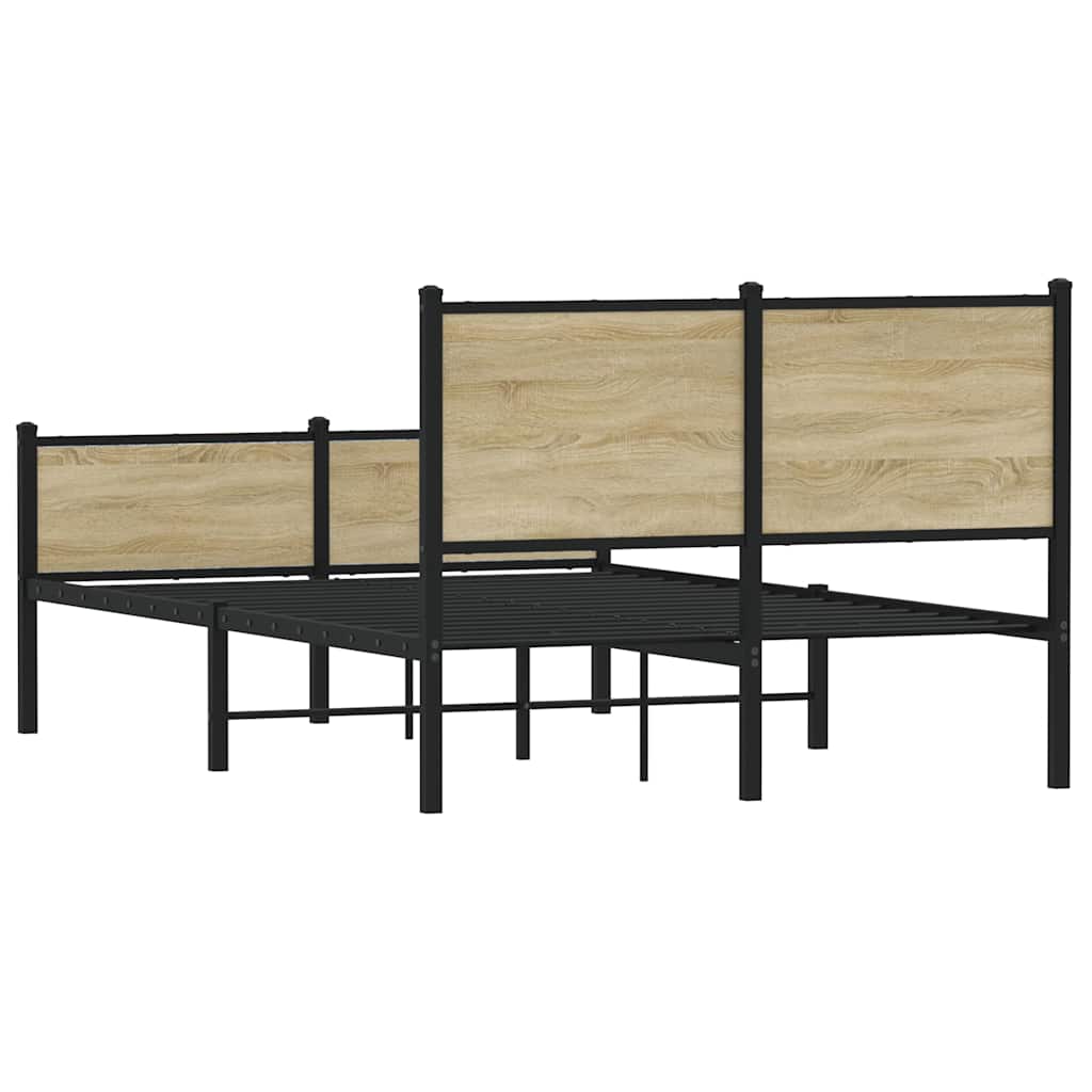 vidaXL Metalowa rama łóżka, bez materaca, dąb sonoma, 140x190 cm