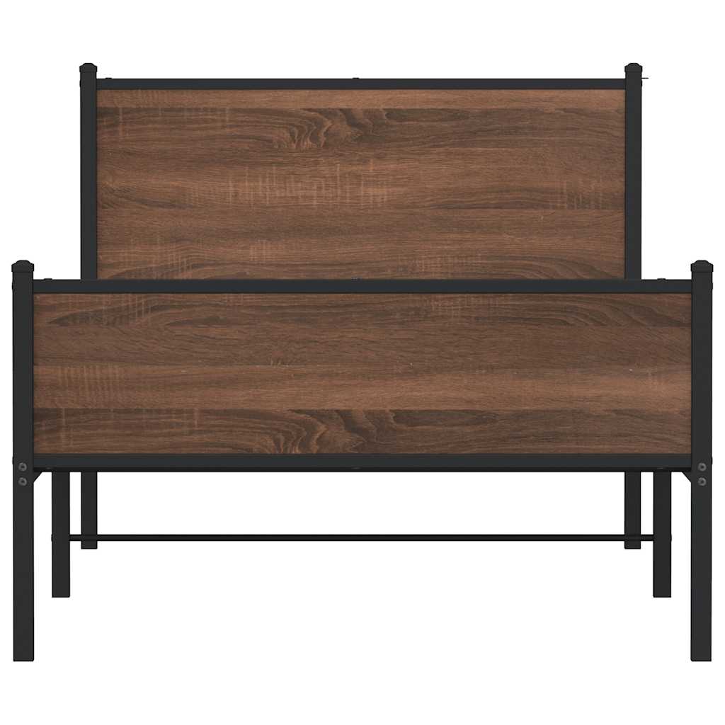 vidaXL Metalowa rama łóżka, bez materaca, brązowy dąb, 100x200 cm