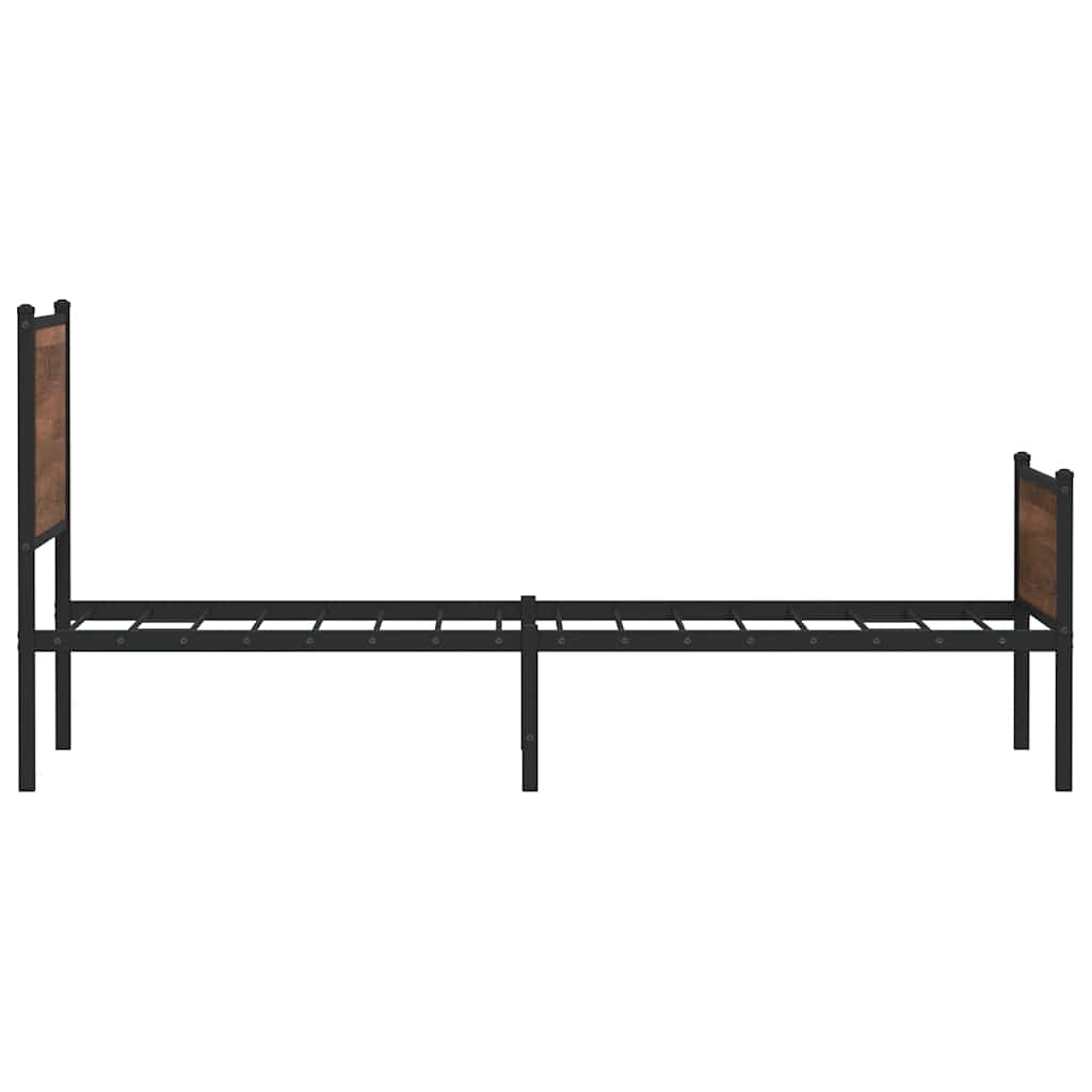 vidaXL Metalowa rama łóżka, bez materaca, brązowy dąb, 100x200 cm