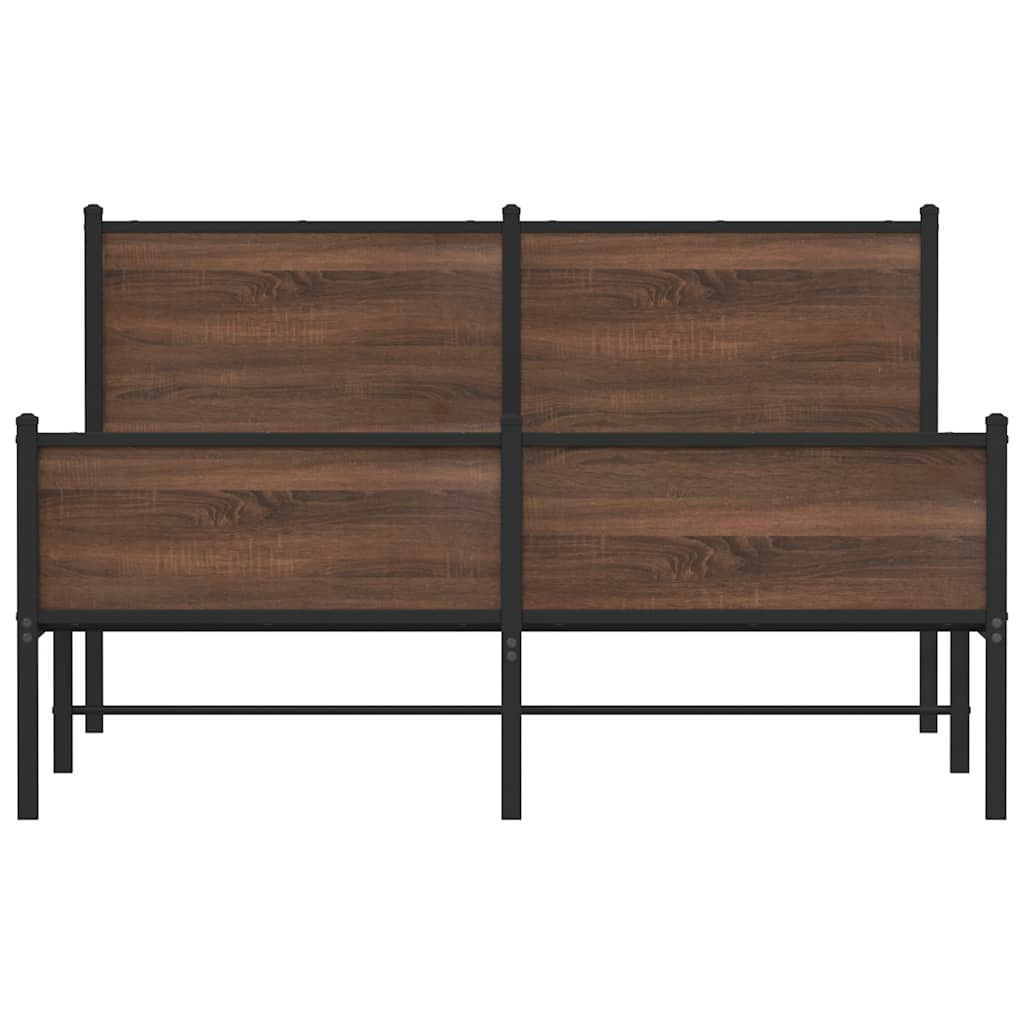 vidaXL Metalowa rama łóżka, bez materaca, brązowy dąb, 140x190 cm