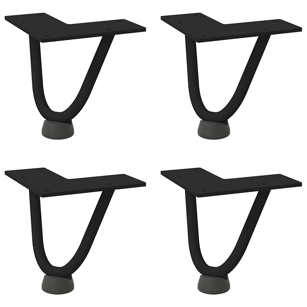 vidaXL Nogi do stolika kawowego w kształcie spinki do włosów 4 szt. Czarne 10 cm Stal lite