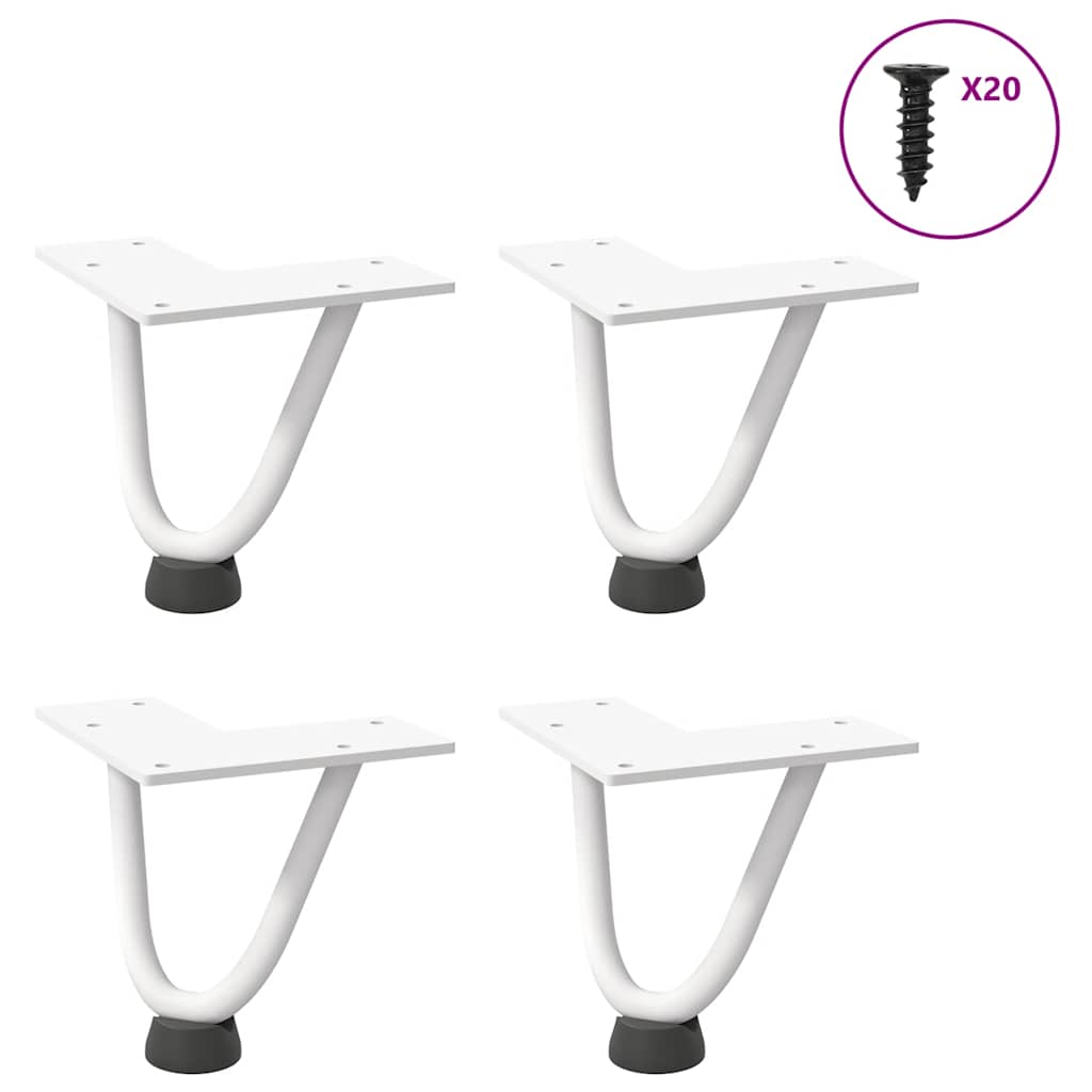 vidaXL Nogi do stolika kawowego w kształcie spinki do włosów 4 szt. Białe 10 cm Stal lite