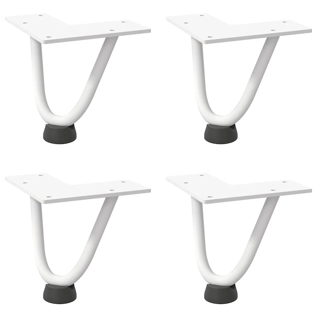 vidaXL Nogi do stolika kawowego w kształcie spinki do włosów 4 szt. Białe 10 cm Stal lite