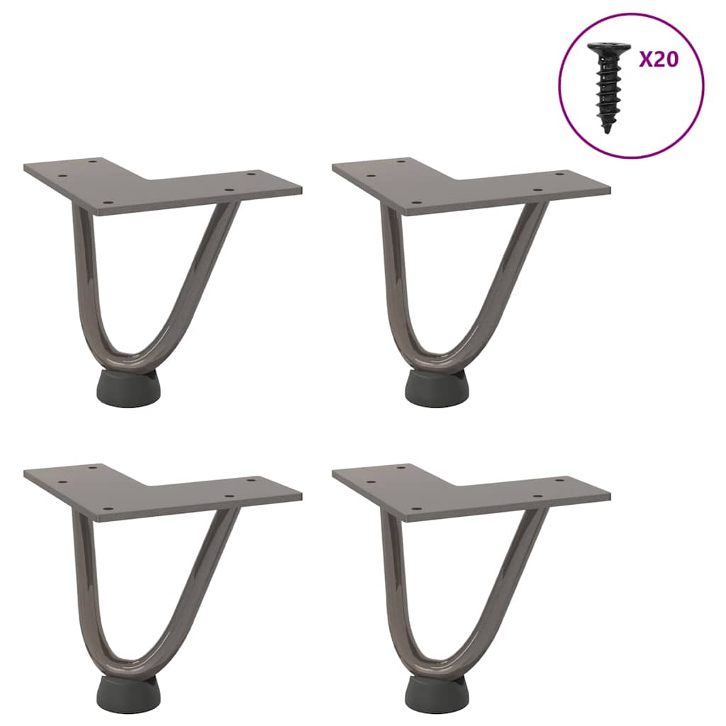 vidaXL Nogi do stolika kawowego z szpilkami 4 szt. Naturalna stal 10 cm Solidna stal