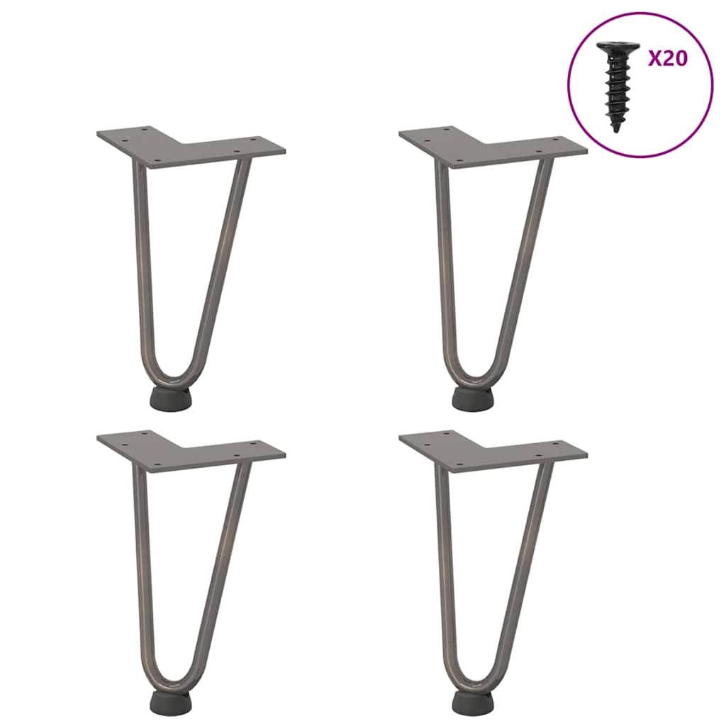 vidaXL Nogi do stolika kawowego z szpilkami 4 szt. Naturalna stal 20 cm Solidna stal