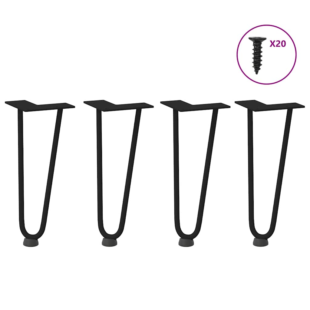 vidaXL Nogi do stolika kawowego w kształcie spinki do włosów 4 szt. Czarne 30 cm Stal lite