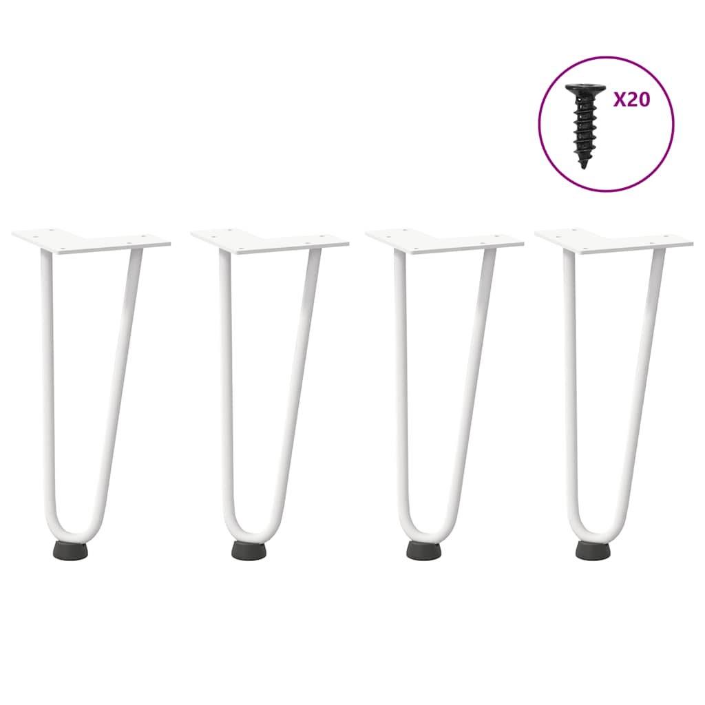vidaXL Nogi do stolika kawowego w kształcie spinki do włosów 4 szt. Białe 30 cm Stal lite