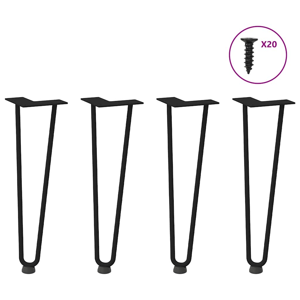 vidaXL Nogi do stolika kawowego w kształcie spinki do włosów 4 szt. Czarne 42 cm Stal lite