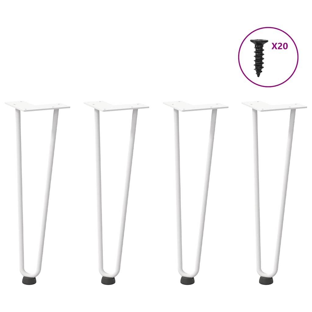 vidaXL Nogi do stolika kawowego w kształcie spinki do włosów 4 szt. Białe 42 cm Stal lite