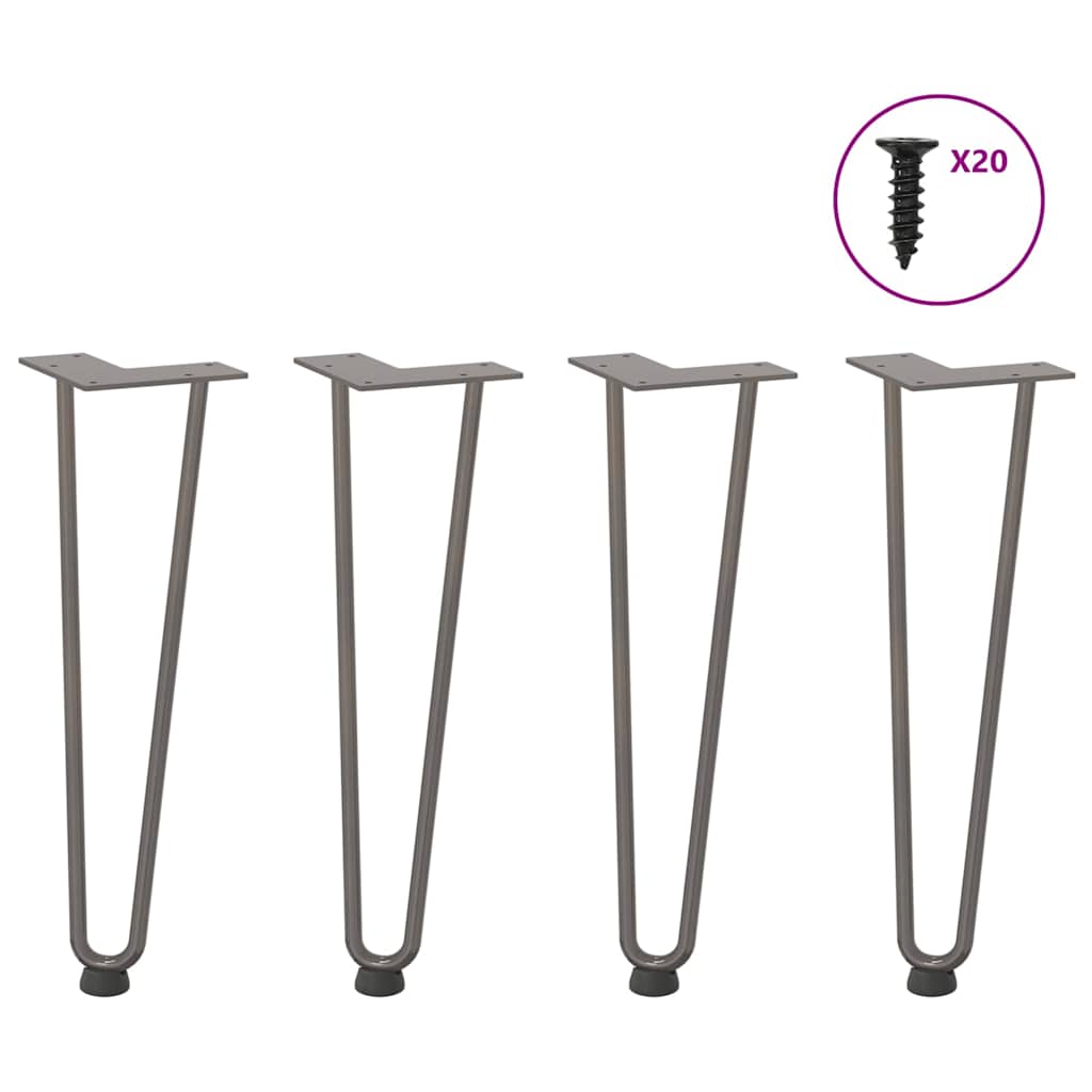 vidaXL Nogi do stolika kawowego 4 szt. Naturalna stal 42 cm Solidna stal