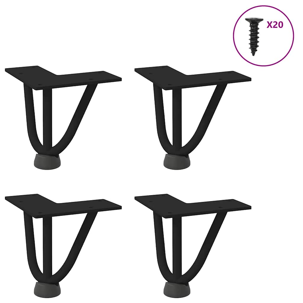 vidaXL Nogi do stolika kawowego w kształcie spinki do włosów 4 szt. Czarne 10 cm Stal lite